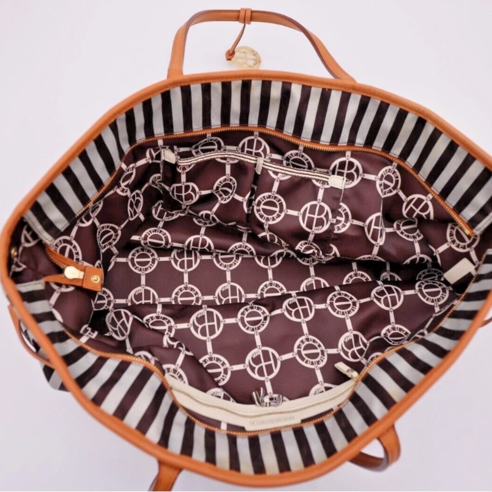 SOLD LIVE!Henri Bendel NY Striped Canvas W 57th Tote w/ Dust Bag 22WX12HX6D - Picture 12 of 13